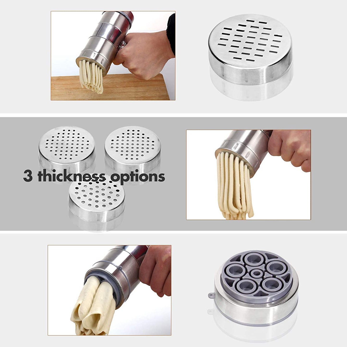 Stainless Steel Manual Noodles Press Pasta Maker with 5 Noodle Mould