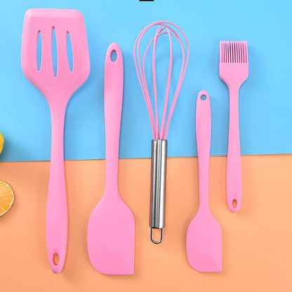 5 PC Silicone Cooking Kitchen Utensils Set Non-stick Heat Resistant Baking Kitchen Tools Set