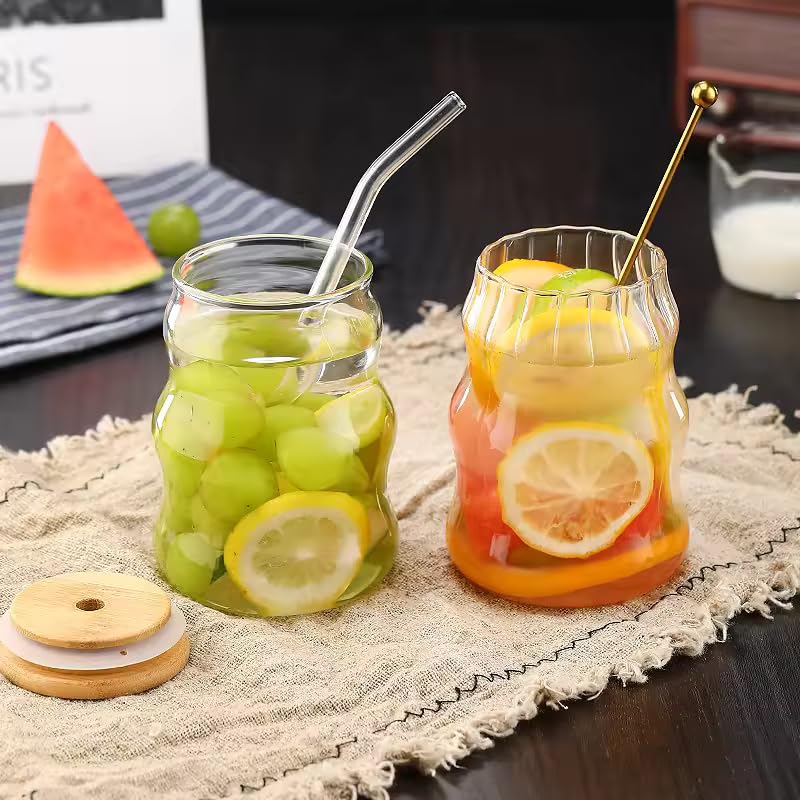 Juice Ice Drinks Glass Can Mug with Straw for Milk/Coffee/Green Tea Cup 500ml