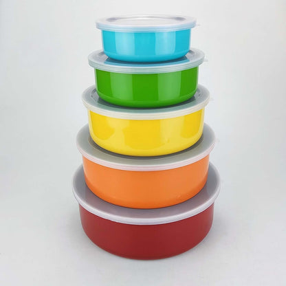 Stainless Steel colorful Mixing Bowls with Lids Set 5 Pcs