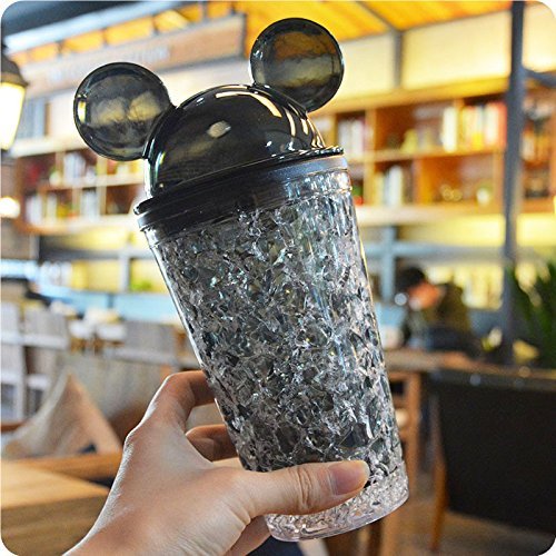 Mickey Acrylic Mason Jar Ice Cup With Straw And Lid For Ice Cream/Cold Beverages 450 ML