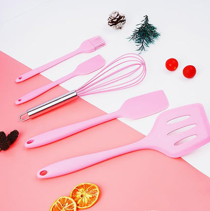 5 PC Silicone Cooking Kitchen Utensils Set Non-stick Heat Resistant Baking Kitchen Tools Set