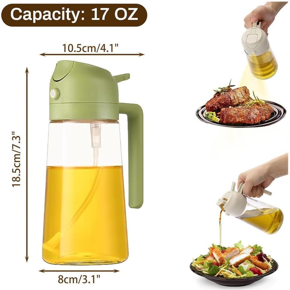 Multifunctional 2 in 1 Glass Oil Spray Bottle And Dispenser 550ml