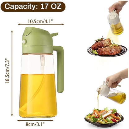 Multifunctional 2 in 1 Glass Oil Spray Bottle And Dispenser 550ml