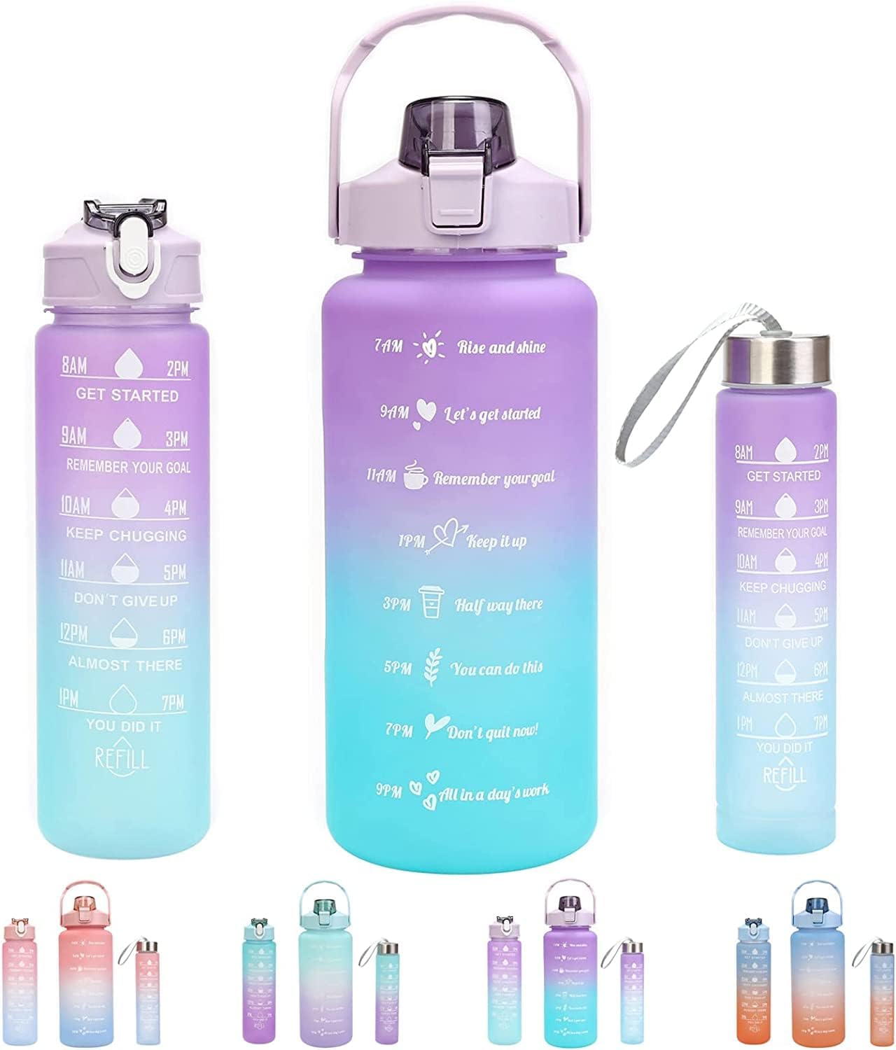 3 Pcs Gradient Sports Water Bottle Set