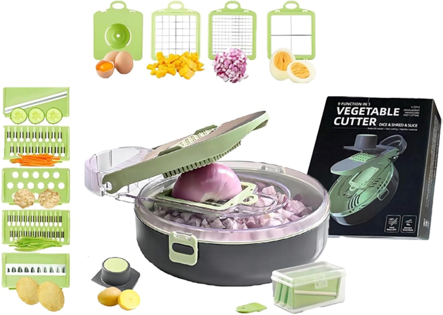 Multifunctional Vegetable Slicer 9 In 1 Kitchen Vegetable cutter, shredder, Potato Slicer