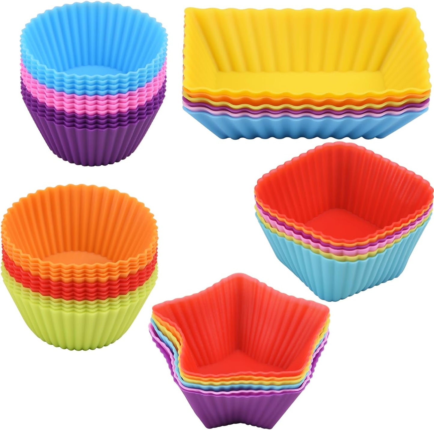 06 Pcs Reuseable Multicolor Silicone Baking Muffin Cupcake Moulds