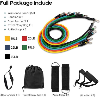 11 Pack Exercise Resistance Bands Set