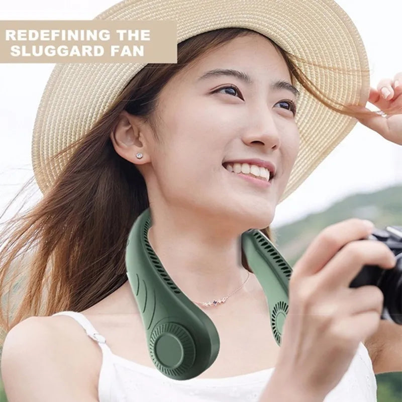 New Portable Neck Fan,Foldable Hands Free Bladeless Neck Fan, Wearable Cooling Neck Fan Perfect for Travel, Sports