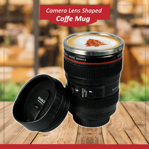 Stainless Steel Coffee Tea Travel Camera Lens Mug with Lid For Gift