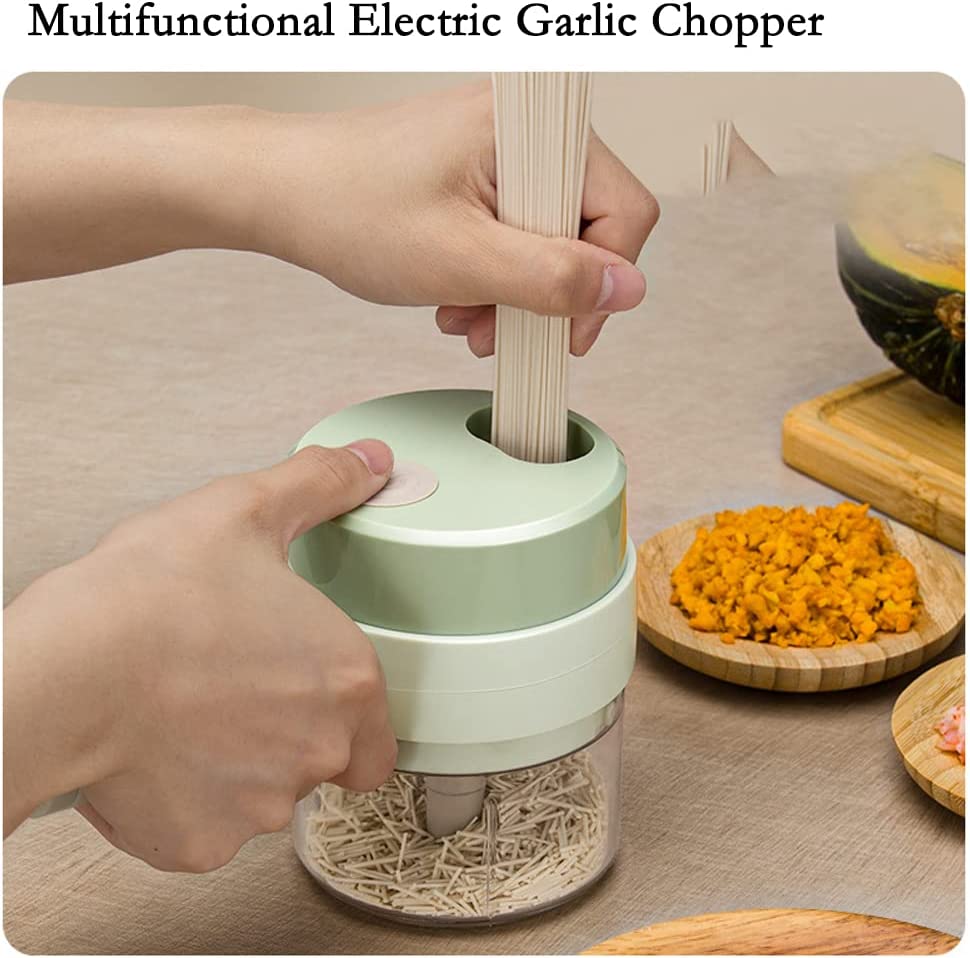 Multifunctional 4 in 1 Handheld Electric Vegetable Cutter Chopper Garlic Press For Kitchen