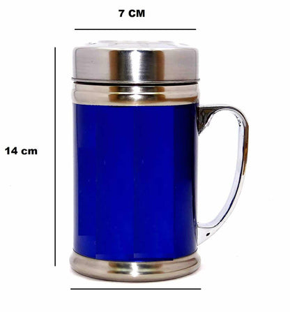 Multicolor Stainless Steel Coffee Tea Mug With Cover Lid and Strainer 420ML