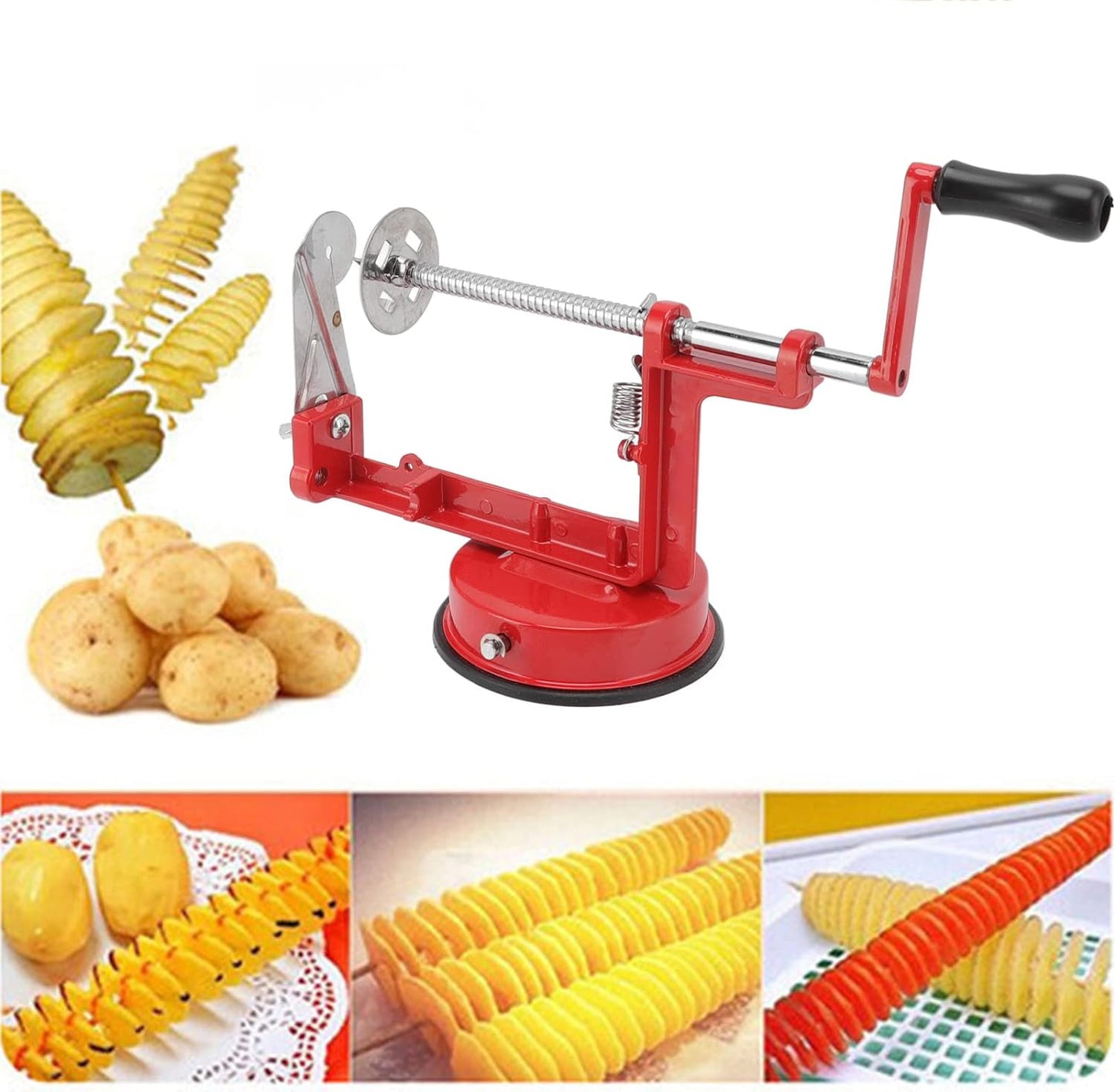 Amazing manual Red Stainless Steel Twisted Potato apple slicer