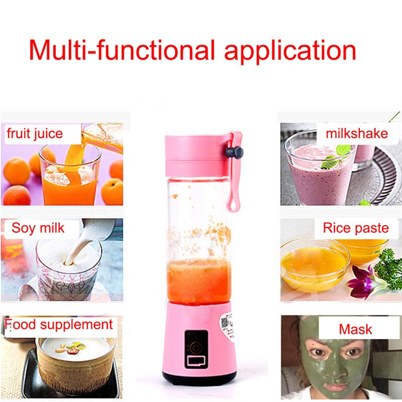 Mini Portable Electric Blender Juicer Cup USB Rechargeable Mixer 380ml