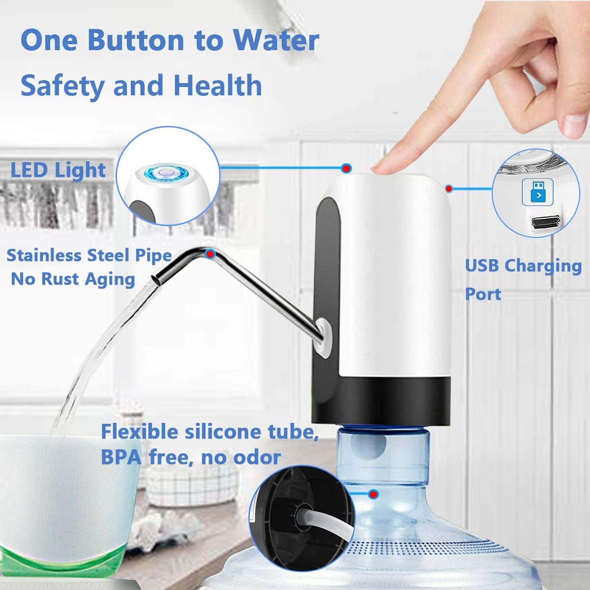 Automatic Electric Water Pump Drinking Water Dispenser for Home, Office, Travel, Camping