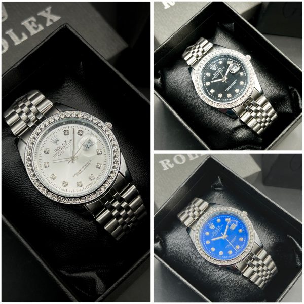 Rolex Quartz Stylish Stone Watch