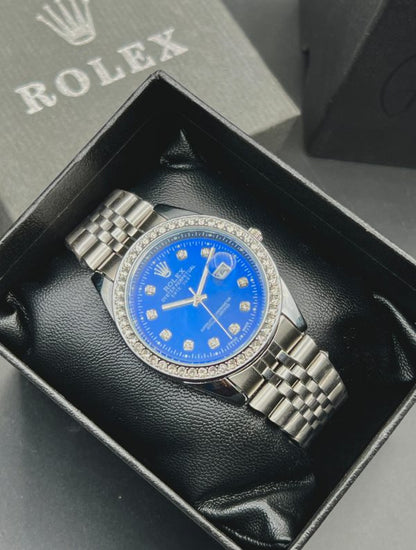 Rolex Quartz Stylish Stone Watch