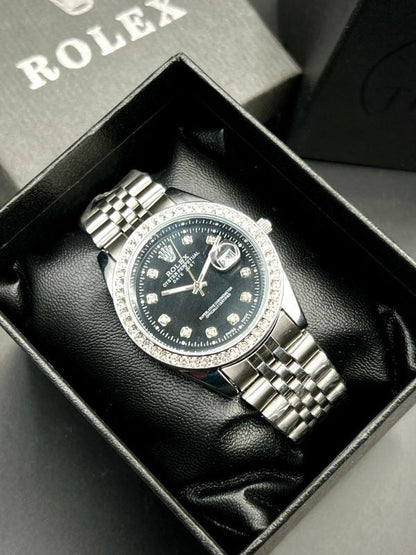 Rolex Quartz Stylish Stone Watch