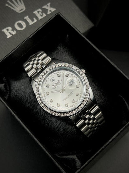 Rolex Quartz Stylish Stone Watch