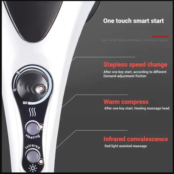 Double Head Full Body Massager Machine Variable Speed Far Infrared | Electric Facial Deep Tissue Fitness Massage Stick – Head Neck Waist Leg Muscles Pain Relief Massage Hammer – Handheld Deep Tissue Massager