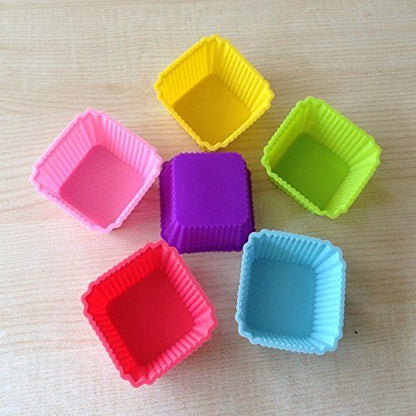 06 Pcs Reuseable Multicolor Silicone Baking Muffin Cupcake Moulds