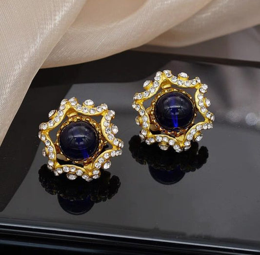 Imported Dual-toned Radiant Stud Earrings – A Fusion Of Elegance And Glam