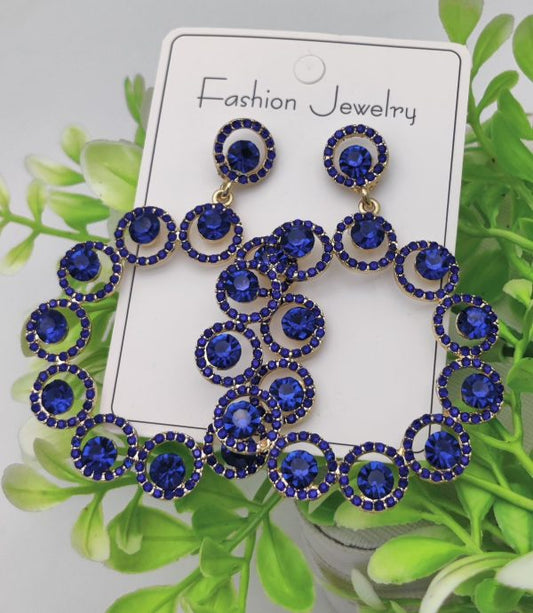 Imported Gleaming Sapphire Circle Earrings – Bold & Elegant Lightweight & Comfortable For All-day Wear.