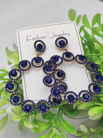 Imported Gleaming Sapphire Circle Earrings – Bold & Elegant Lightweight & Comfortable For All-day Wear.