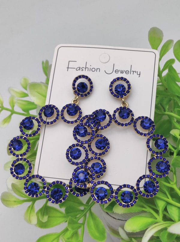 Imported Gleaming Sapphire Circle Earrings – Bold & Elegant Lightweight & Comfortable For All-day Wear.