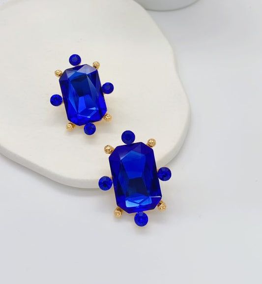 Imported Royal Blue Radiance Statement Earrings – Bold Elegance!