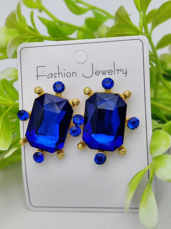 Imported Royal Blue Radiance Statement Earrings – Bold Elegance!