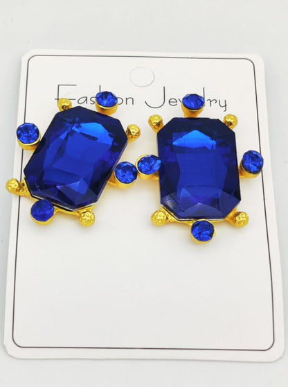 Imported Royal Blue Radiance Statement Earrings – Bold Elegance!