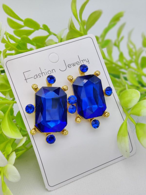 Imported Royal Blue Radiance Statement Earrings – Bold Elegance!