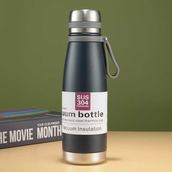 Insulated Vacuum Water Bottle With Strap, Stainless Steel, Double Wall Thermos For Hot &amp; Cold Drinks ( Random Color )