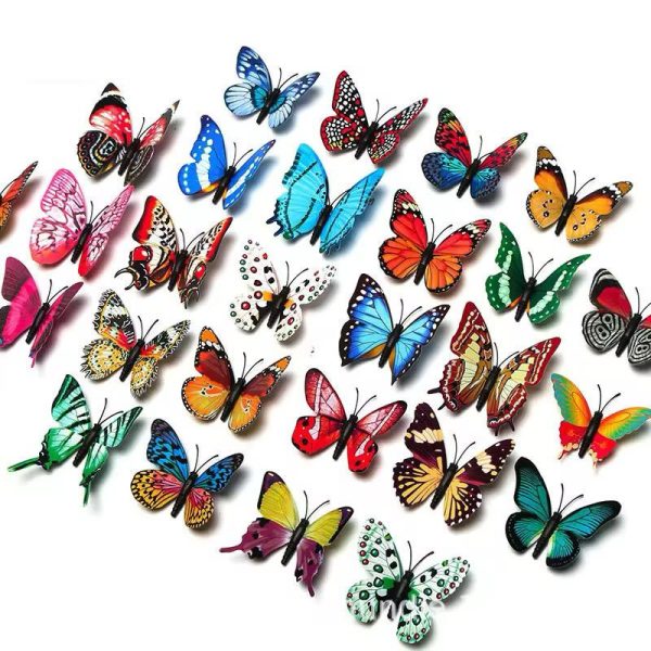 Pack Of 12 3d Simulation Butterfly Fridge Magnet Decoration Craft Buterfly Magnets Butterfly Picks Ornaments Wall Decor (random Design)